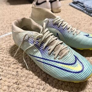 Nike Blue and Cream Soccer Cleats